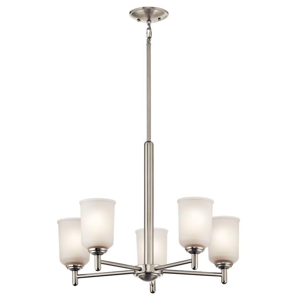 Kichler 43671NI Shailene 18.25" 5 Light Chandelier with Satin Etched Glass in Brushed Nickel